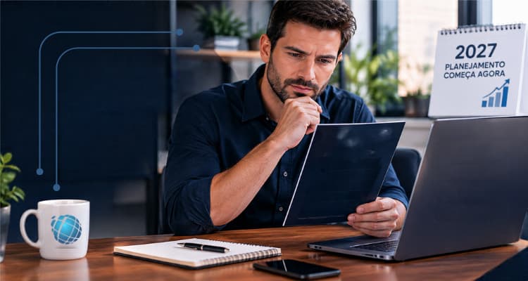 Empresário comparando ofertas de sistema de gestão ERP na Black Friday para organizar a empresa em 2027